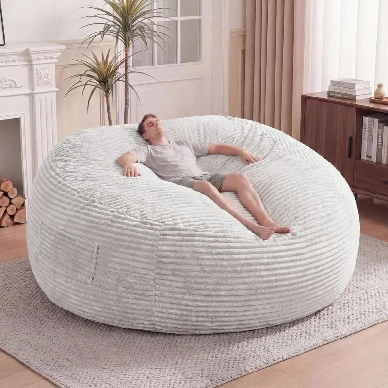 Giant Foam Bean Bag Chair, Oversized Plush Couch with Removable Cover for Kids, Teens, and Adults