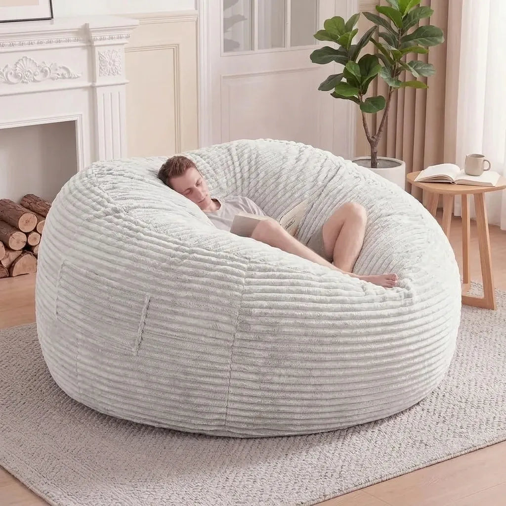Giant Foam Bean Bag Chair, Oversized Plush Couch with Removable Cover for Kids, Teens, and Adults